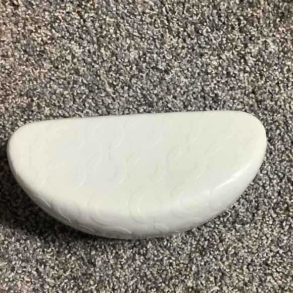 Coach White Embossed Hard Shell Eyeglasses Sunglasses Case Brown Interior FLAW - Picture 3 of 7